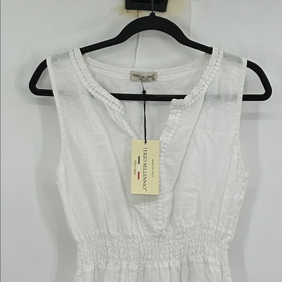 Terzo Millennio Italian Linen Maxi Dress NWT Size Small White - Picture 2 of 7